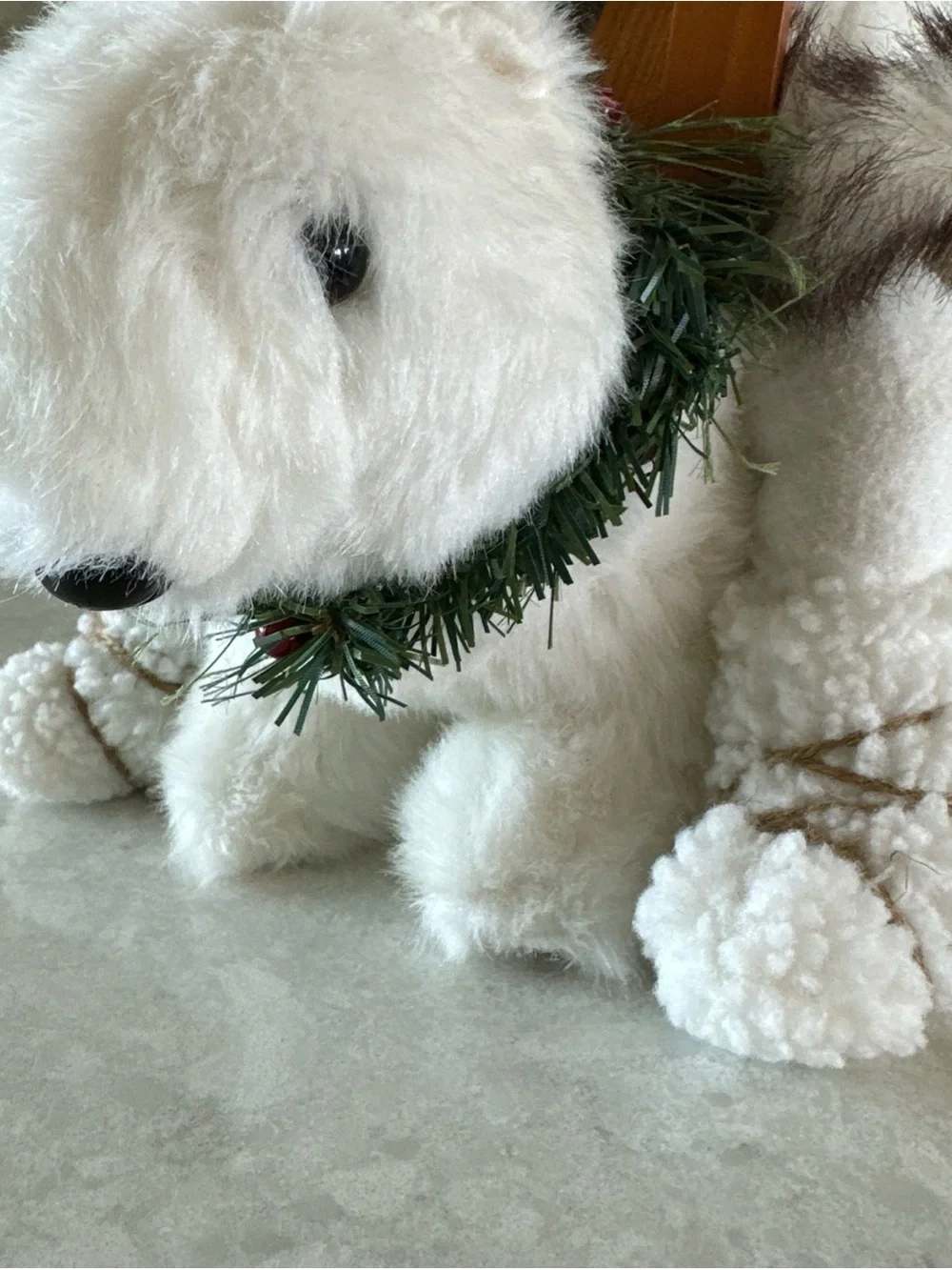 Holiday Old World Santa with White Plush PolarBear - Festive Winter Decor